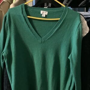 J. Crew Green V-Neck Sweater